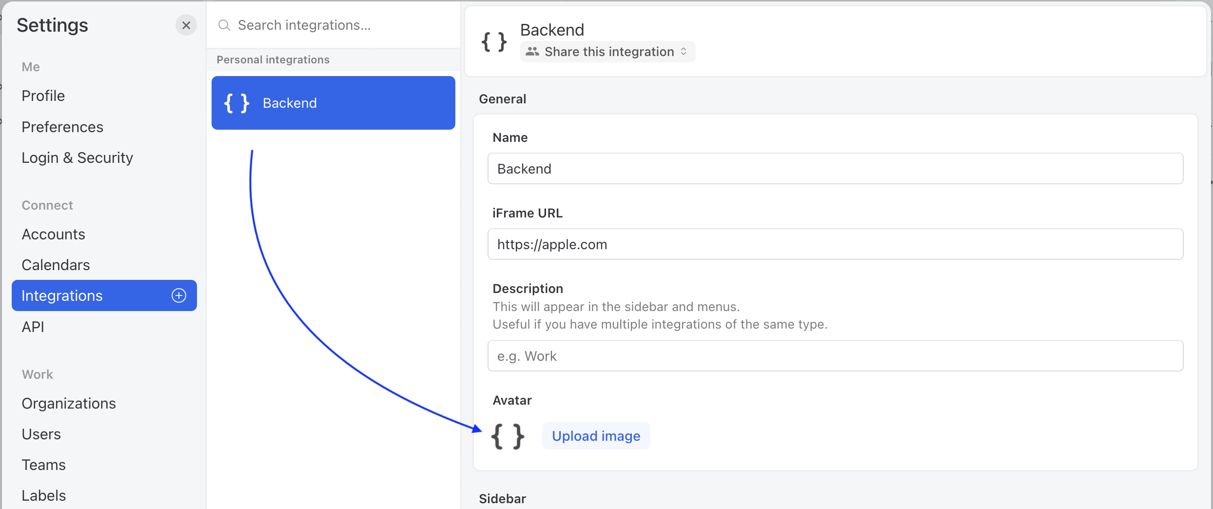 Set a custom integration icon