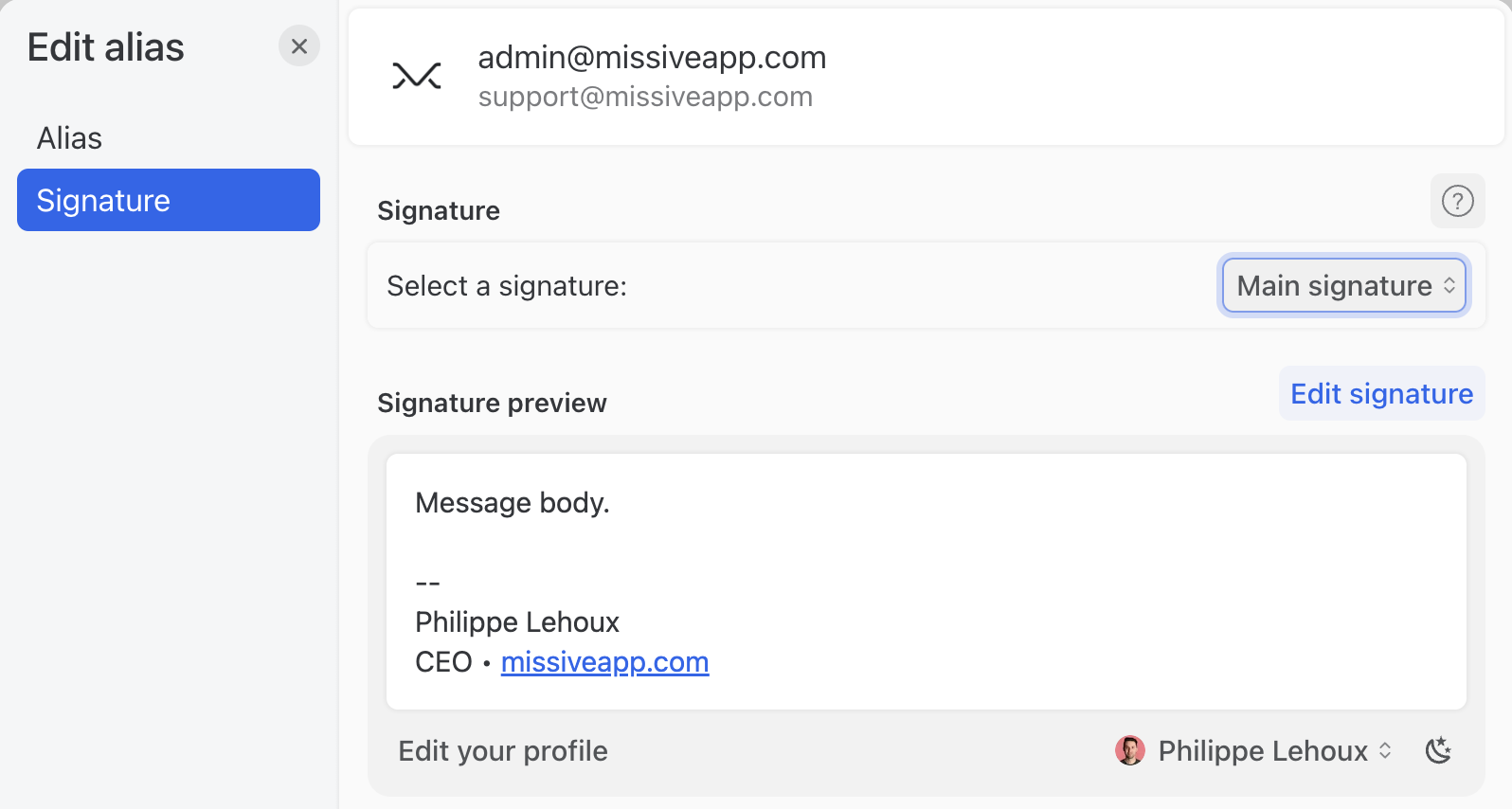 Image showing how to customize your signatures
