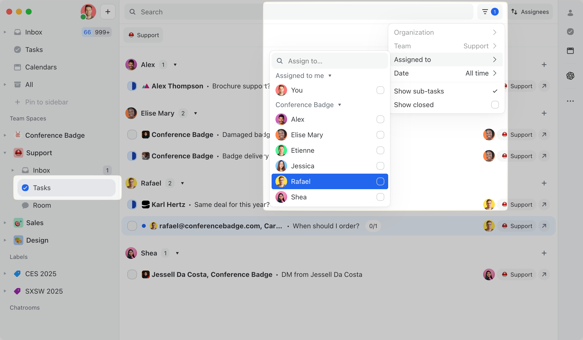 Every conversations can be assigned