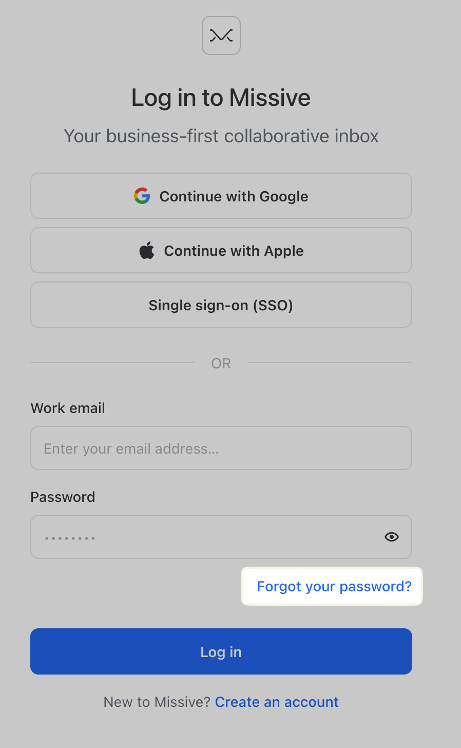 Image showing where to reset your password