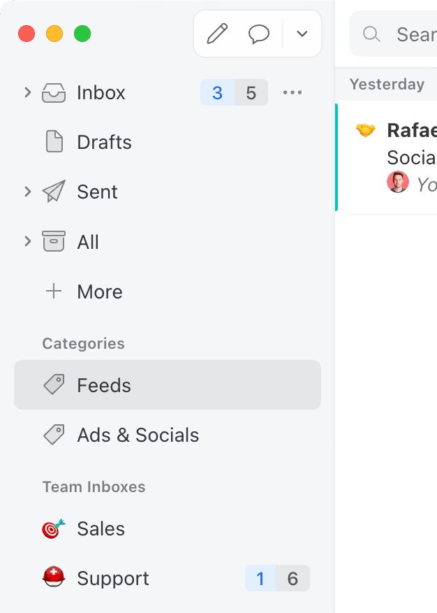 Pinned labels in Missive