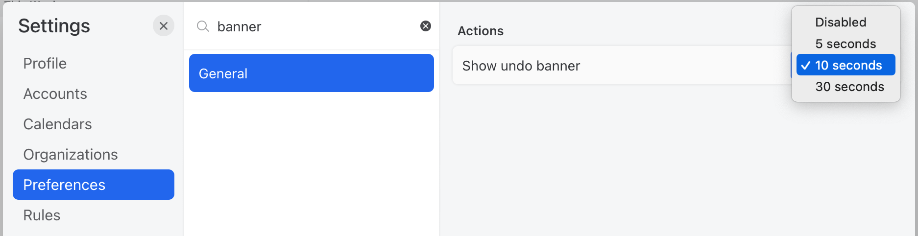 Image showing the undo action banner