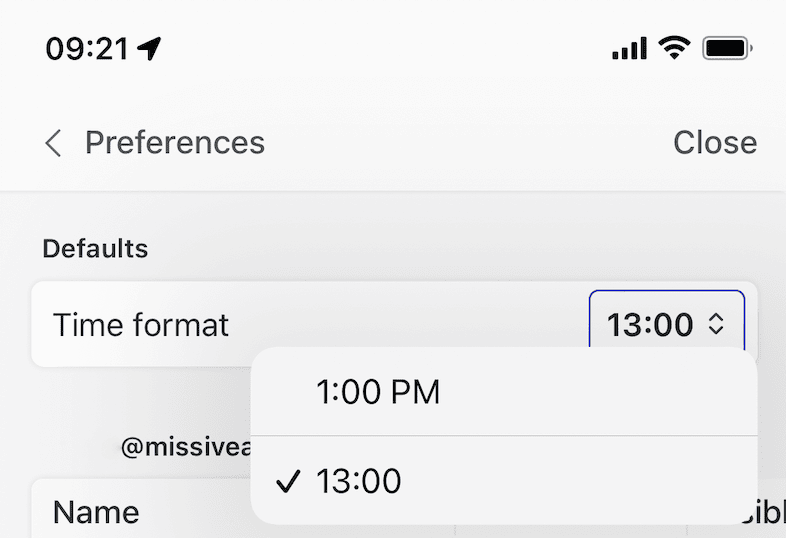 Change time format on mobile