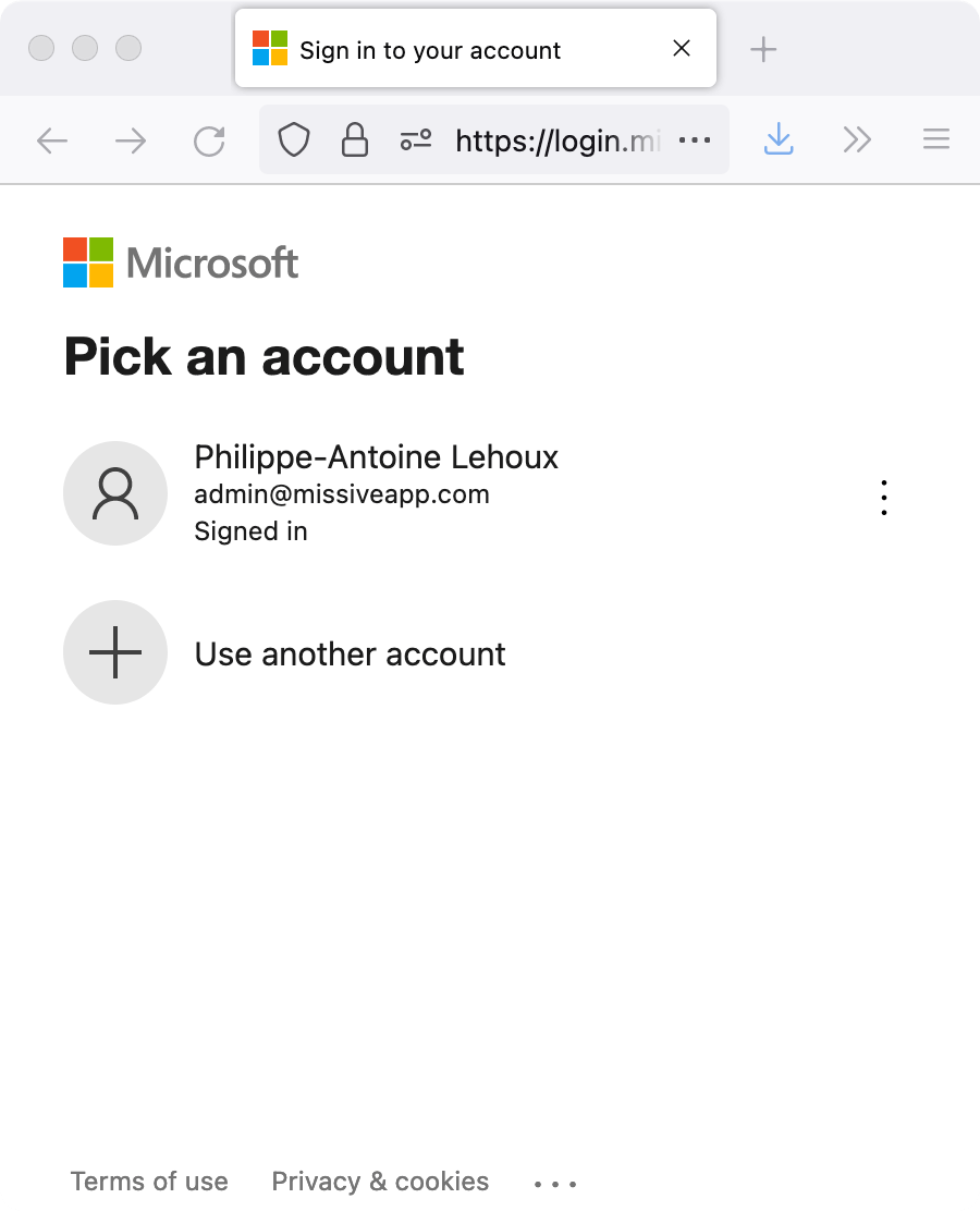 Logging in to Missive with Azure Active Directory enabled