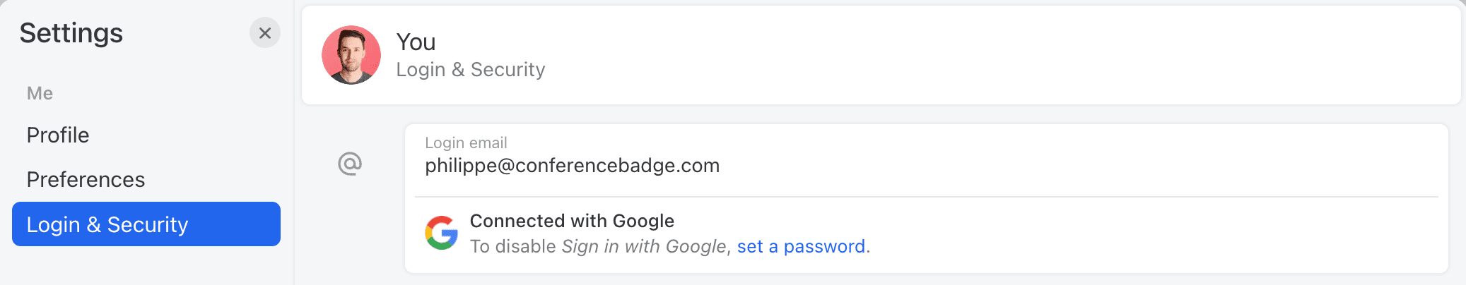 Change from Google login to username/password