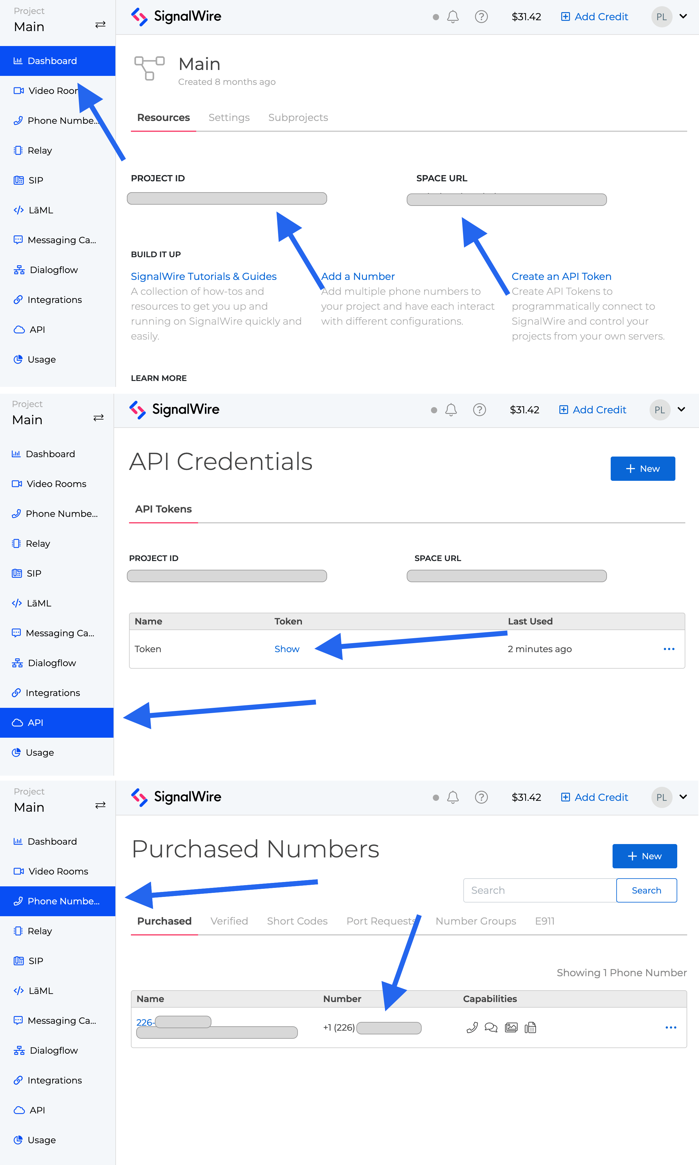 Image showing how to import an SMS SignalWire account