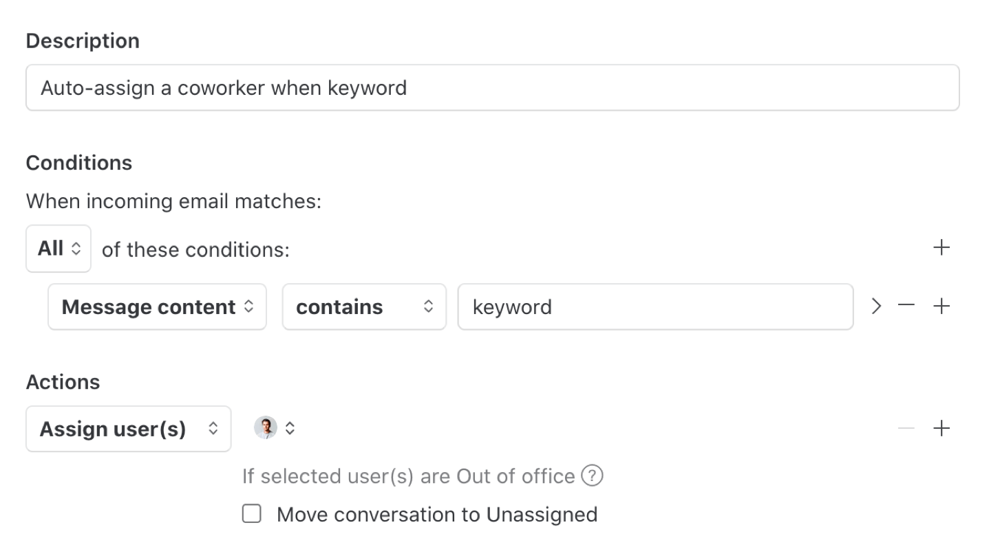 Auto-assign by keyword