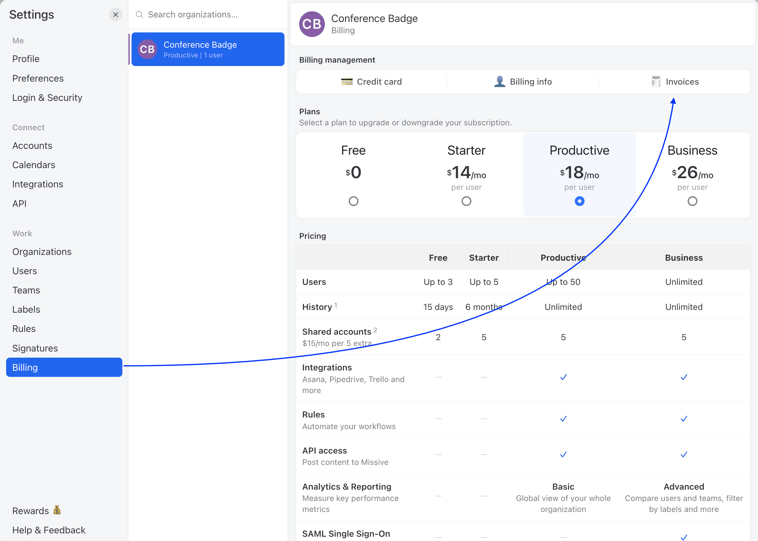 Image showing where to view your invoices
