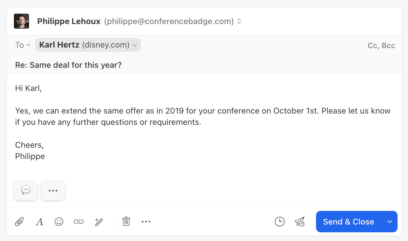 Send your reply and close the assignment in one click