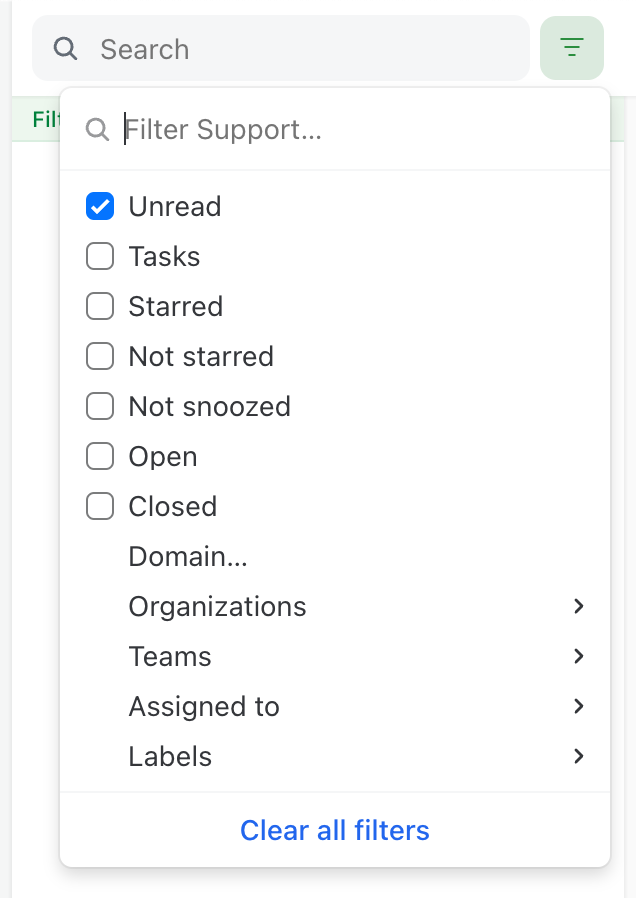 Image showing how to apply the unread filter