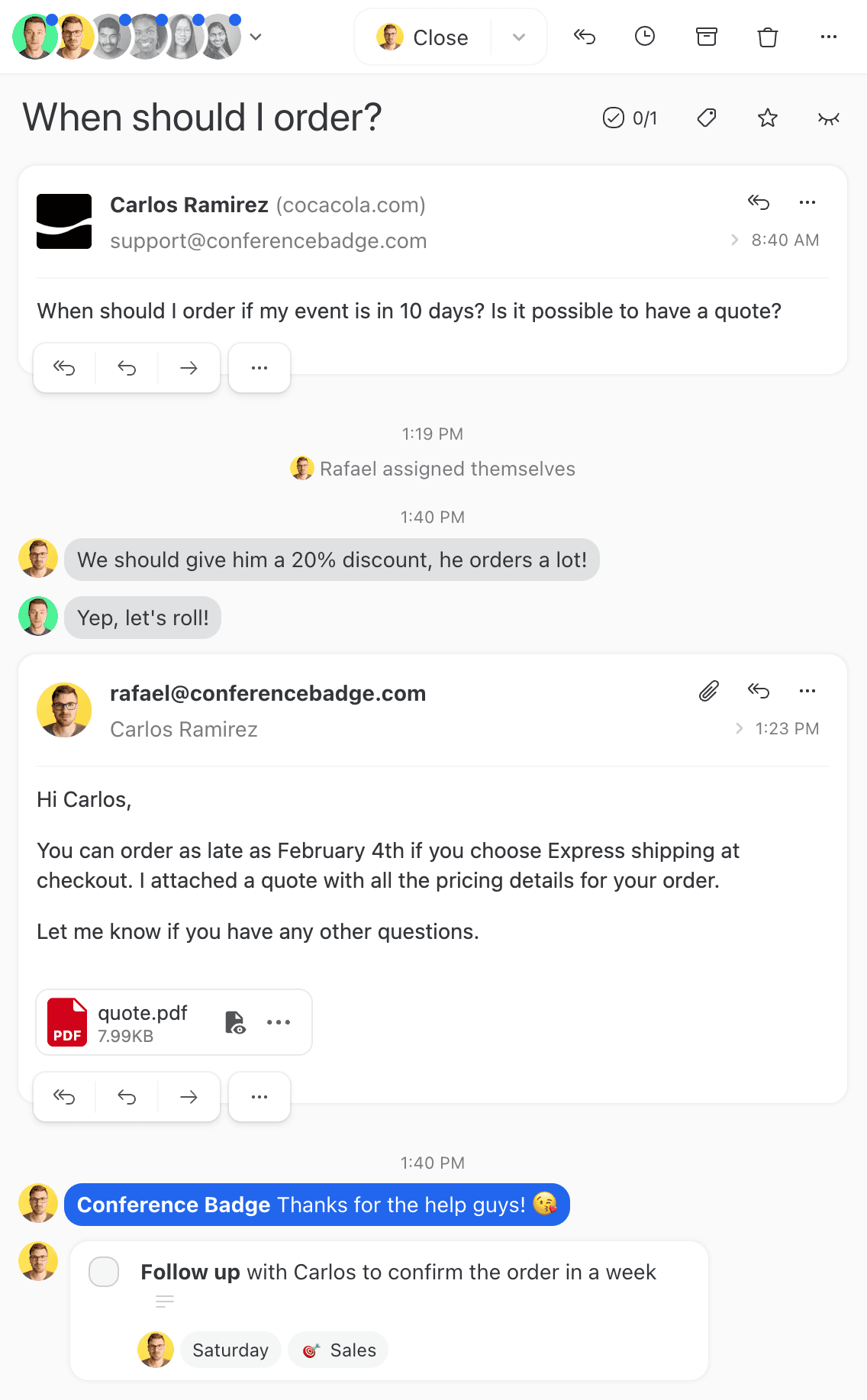 Internal chat screenshot