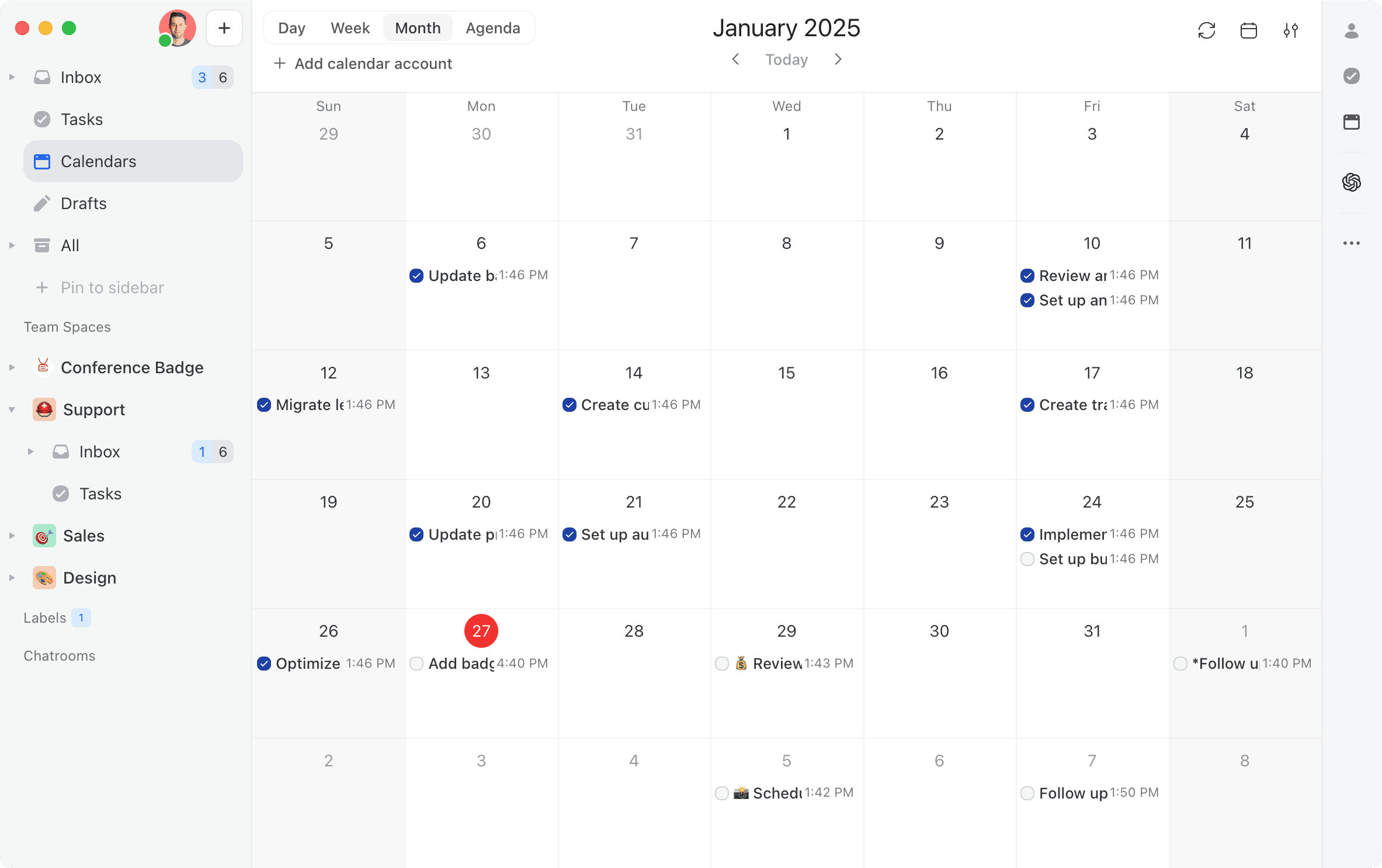 Missive built-in calendar interface