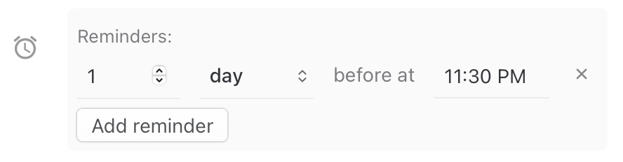 Custom event reminder