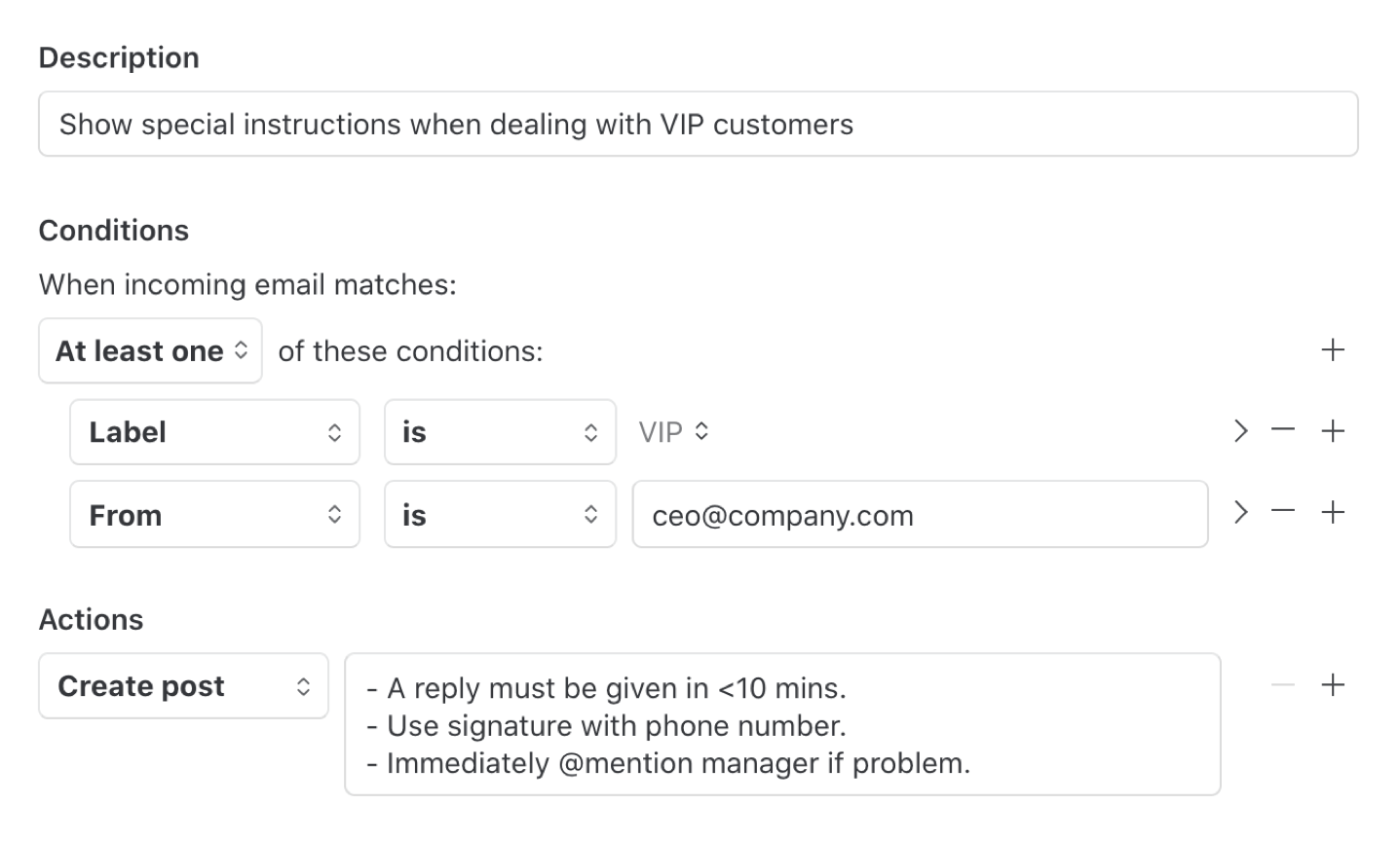 VIP instructions rule