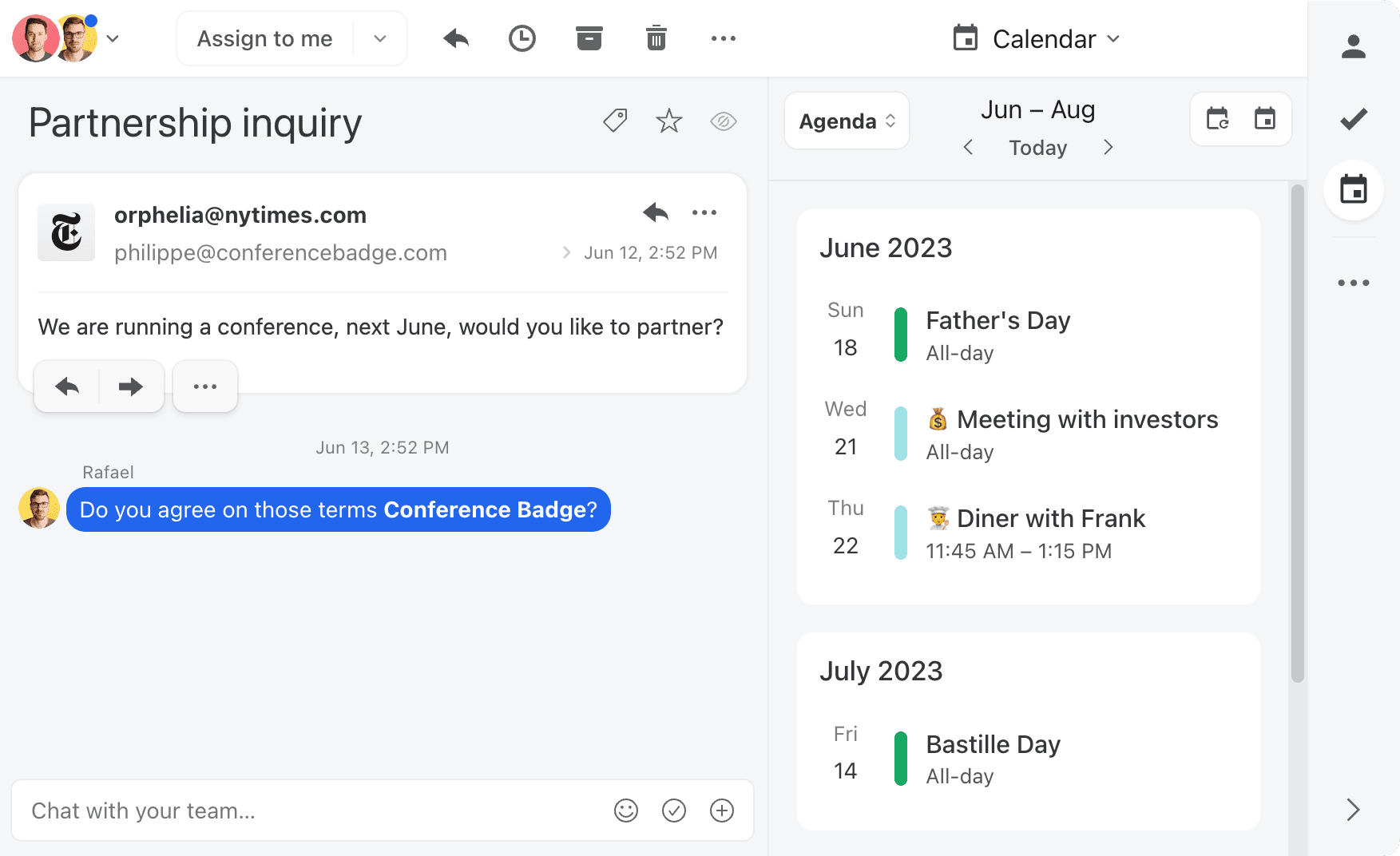 Load your calendar next to your emails