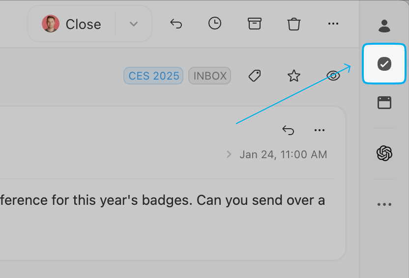 Task view showing the task attributes