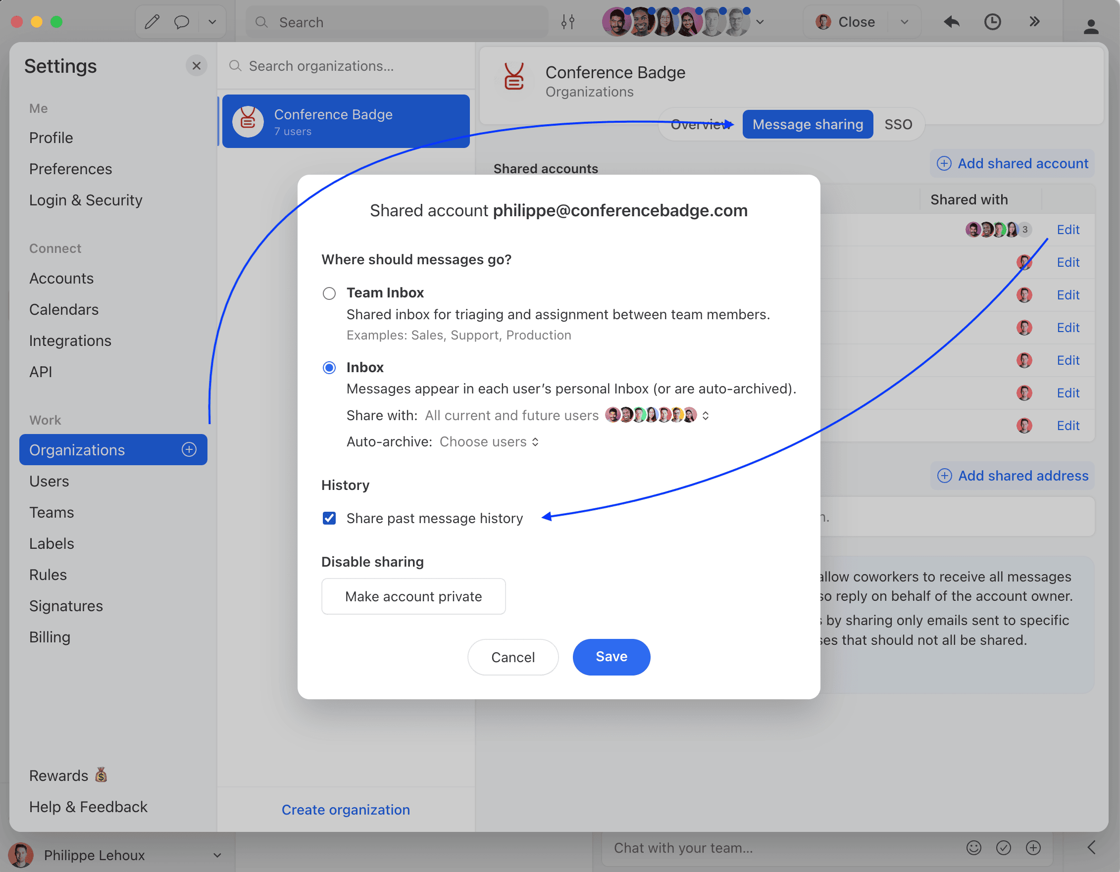 Image showing how share past history