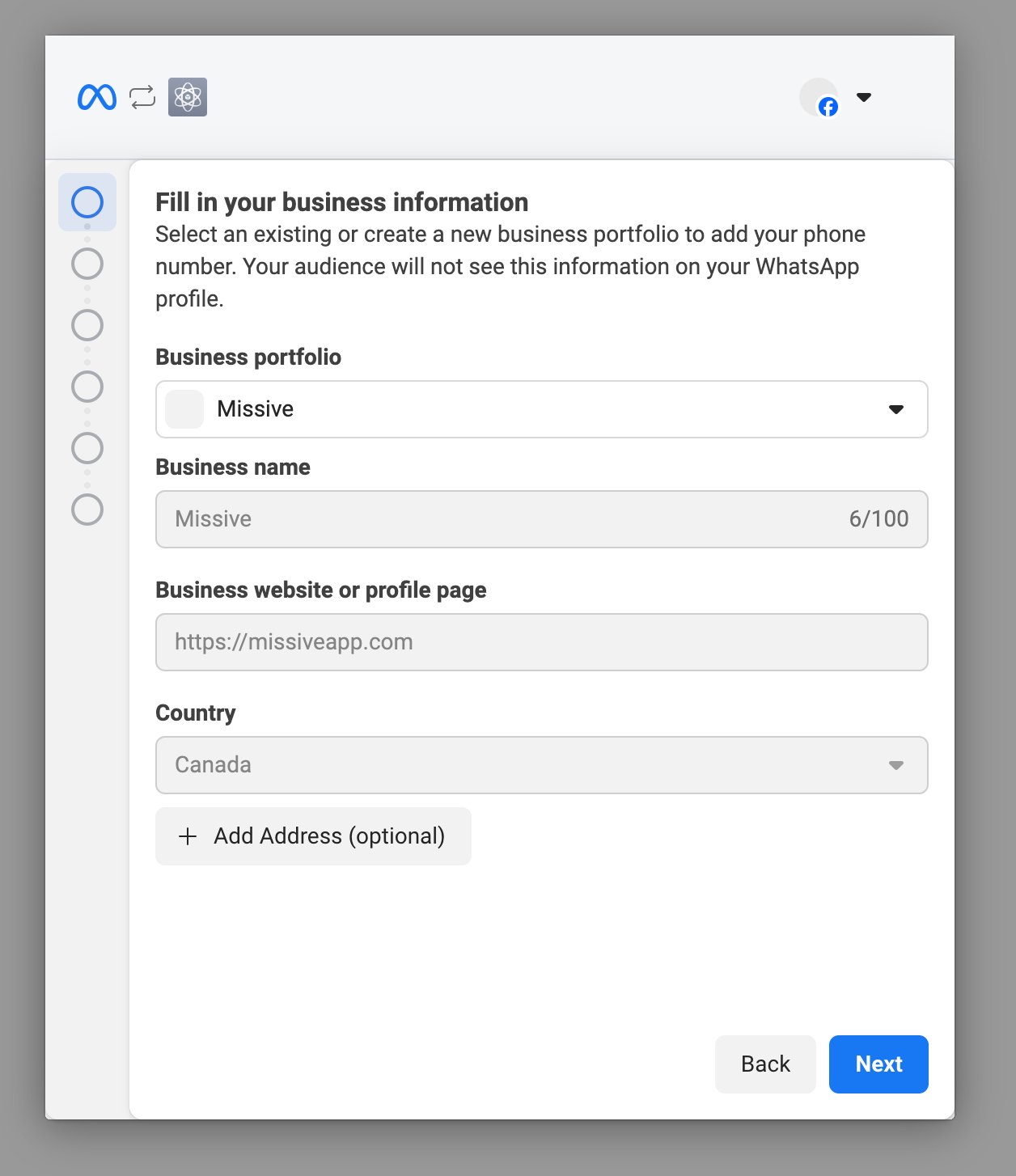 Business information form