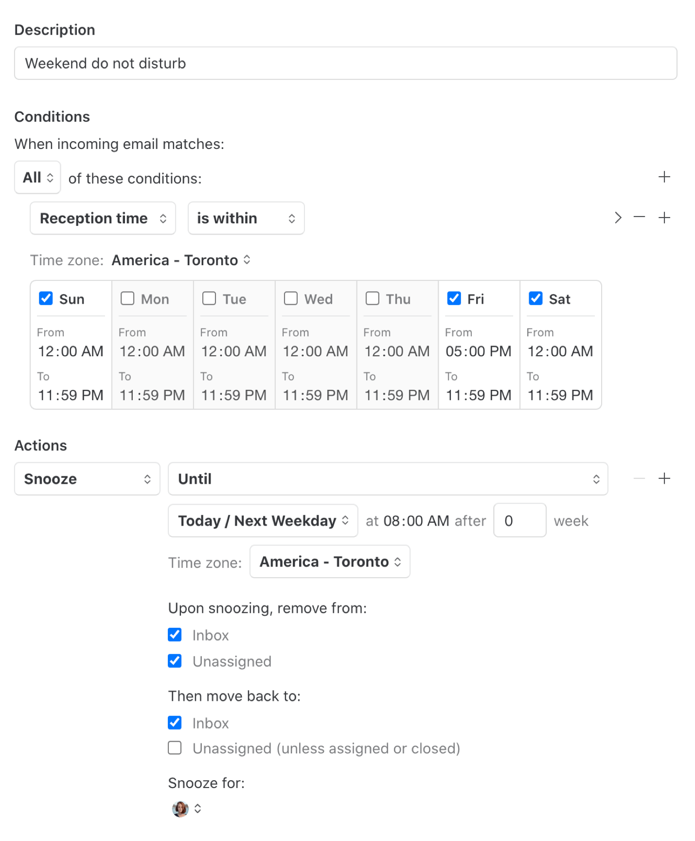 Weekend do not disturb rule